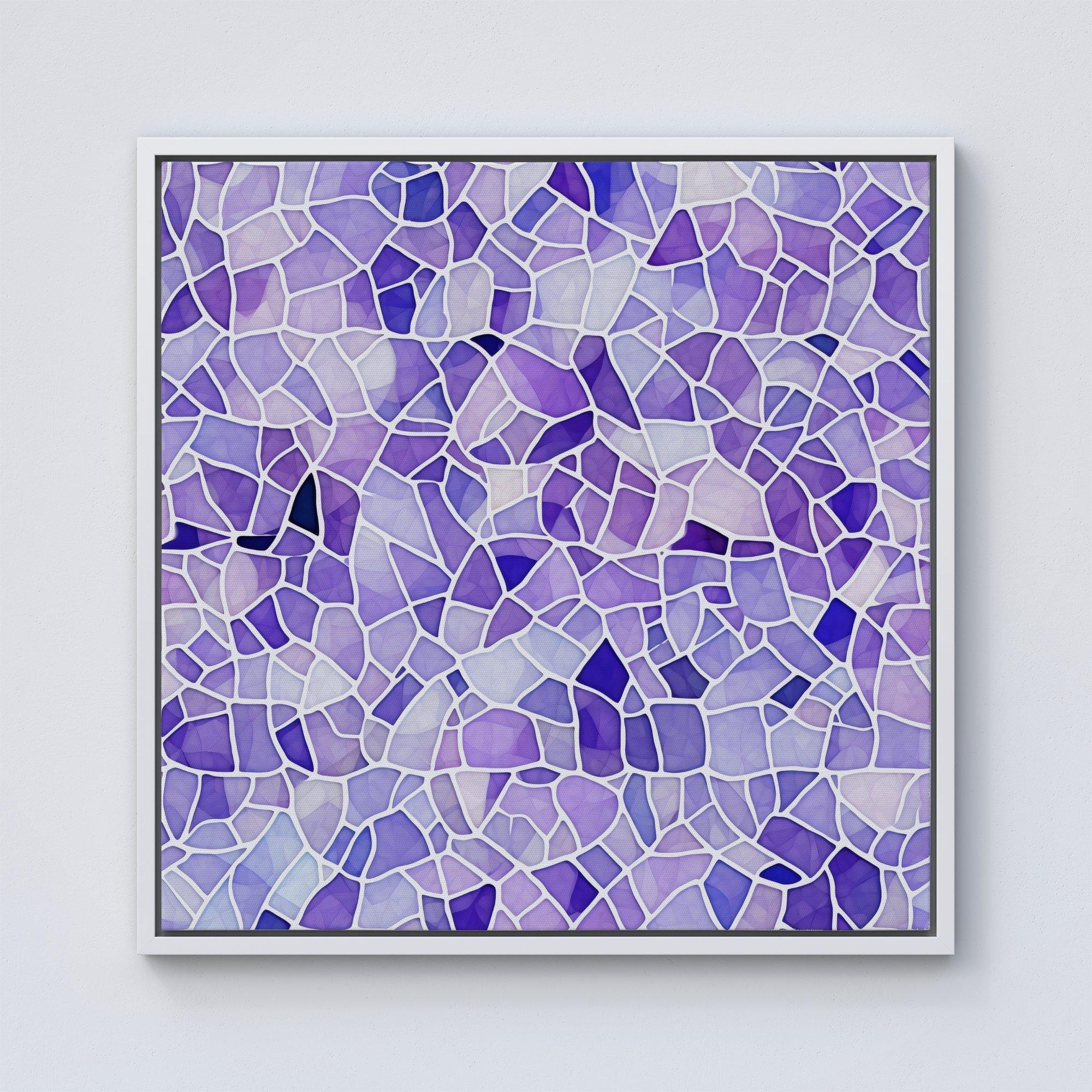 Purple and White Mosaic Design Framed Canvas